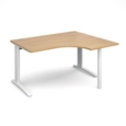 TR10 right hand ergonomic desk 1400mm - white frame and oak top