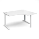 TR10 right hand ergonomic desk 1400mm - white frame and white top