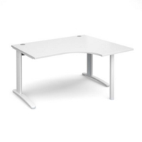 TR10 right hand ergonomic desk 1400mm - white frame and white top