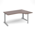 TR10 right hand ergonomic desk 1600mm - silver frame and walnut top