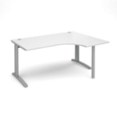 TR10 right hand ergonomic desk 1600mm - silver frame and white top