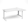 TR10 right hand ergonomic desk 1600mm - white frame and white top