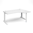 TR10 right hand ergonomic desk 1600mm - white frame and white top
