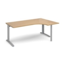 TR10 right hand ergonomic desk 1800mm - silver frame and oak top