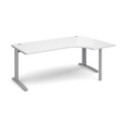 TR10 right hand ergonomic desk 1800mm - silver frame and white top