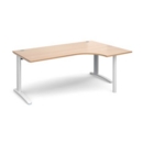 TR10 right hand ergonomic desk 1800mm - white frame and beech top