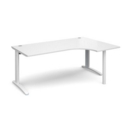 TR10 right hand ergonomic desk 1800mm - white frame and white top