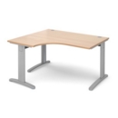 TR10 deluxe left hand ergonomic desk 1400mm - silver frame and beech top
