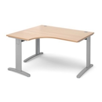 TR10 deluxe left hand ergonomic desk 1400mm - silver frame and beech top