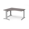 TR10 deluxe left hand ergonomic desk 1400mm - silver frame and grey oak top