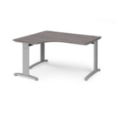 TR10 deluxe left hand ergonomic desk 1400mm - silver frame and grey oak top
