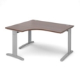 TR10 deluxe left hand ergonomic desk 1400mm - silver frame and walnut top