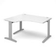 TR10 deluxe left hand ergonomic desk 1400mm - silver frame and white top