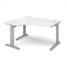 TR10 deluxe left hand ergonomic desk 1400mm - silver frame and white top