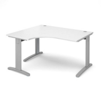 TR10 deluxe left hand ergonomic desk 1400mm - silver frame and white top