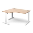 TR10 deluxe left hand ergonomic desk 1400mm - white frame and beech top