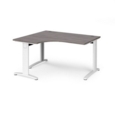 TR10 deluxe left hand ergonomic desk 1400mm - white frame and grey oak top