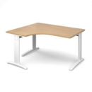 TR10 deluxe left hand ergonomic desk 1400mm - white frame and oak top