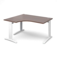 TR10 deluxe left hand ergonomic desk 1400mm - white frame and walnut top