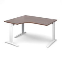 TR10 deluxe left hand ergonomic desk 1400mm - white frame and walnut top