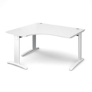 TR10 deluxe left hand ergonomic desk 1400mm - white frame and white top
