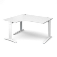 TR10 deluxe left hand ergonomic desk 1400mm - white frame and white top