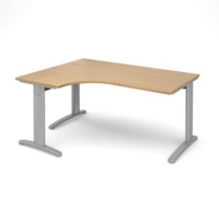 TR10 deluxe left hand ergonomic desk 1600mm - silver frame and oak top
