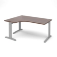 TR10 deluxe left hand ergonomic desk 1600mm - silver frame and walnut top