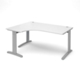 TR10 deluxe left hand ergonomic desk 1600mm - silver frame and white top