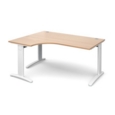 TR10 deluxe left hand ergonomic desk 1600mm - white frame and beech top