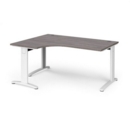 TR10 deluxe left hand ergonomic desk 1600mm - white frame and grey oak top