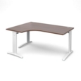 TR10 deluxe left hand ergonomic desk 1600mm - white frame and walnut top