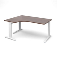 TR10 deluxe left hand ergonomic desk 1600mm - white frame and walnut top