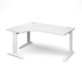 TR10 deluxe left hand ergonomic desk 1600mm - white frame and white top