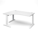 TR10 deluxe left hand ergonomic desk 1600mm - white frame and white top