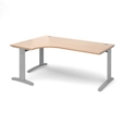 TR10 deluxe left hand ergonomic desk 1800mm - silver frame and beech top