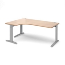 TR10 deluxe left hand ergonomic desk 1800mm - silver frame and beech top