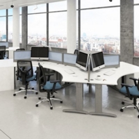 TR10 deluxe left hand ergonomic desk 1800mm - silver frame and oak top