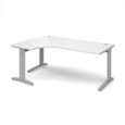 TR10 deluxe left hand ergonomic desk 1800mm - silver frame and white top