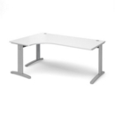 TR10 deluxe left hand ergonomic desk 1800mm - silver frame and white top