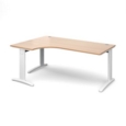 TR10 deluxe left hand ergonomic desk 1800mm - white frame and beech top