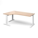 TR10 deluxe left hand ergonomic desk 1800mm - white frame and beech top