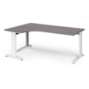 TR10 deluxe left hand ergonomic desk 1800mm - white frame and grey oak top