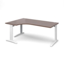 TR10 deluxe left hand ergonomic desk 1800mm - white frame and walnut top