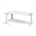 TR10 deluxe left hand ergonomic desk 1800mm - white frame and white top