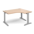 TR10 deluxe right hand ergonomic desk 1400mm - silver frame and beech top