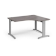 TR10 deluxe right hand ergonomic desk 1400mm - silver frame and grey oak top