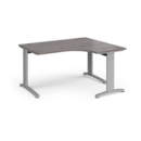 TR10 deluxe right hand ergonomic desk 1400mm - silver frame and grey oak top