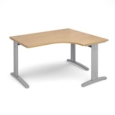 TR10 deluxe right hand ergonomic desk 1400mm - silver frame and oak top