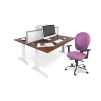 TR10 deluxe right hand ergonomic desk 1400mm - silver frame and oak top